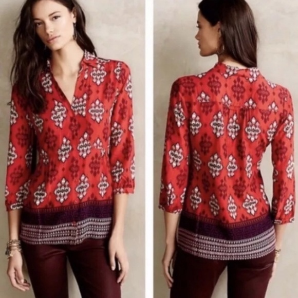 Anthropologie Maeve Woodland Walk Buttondown Shirt - Picture 6 of 6